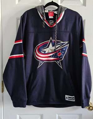 Reebok NHL Columbus Blue Jackets Lace-Up Pullover Hoodie Logo Size Large Hockey